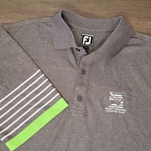 FootJoy Athletic Fit Men's Large Golf‎ Polo Shirt Gray, White and Green Stretch